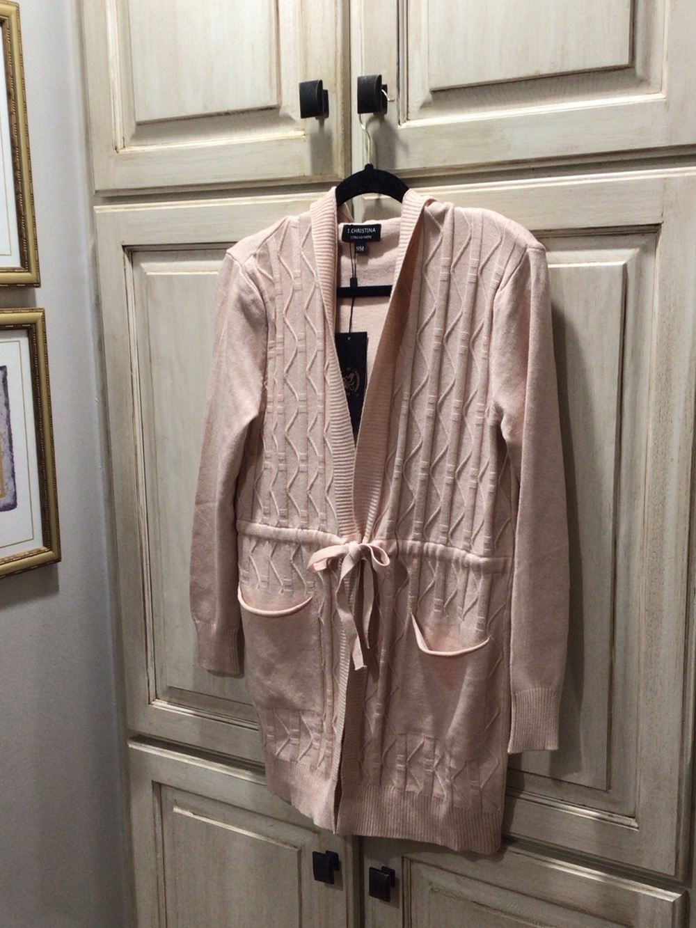 S. Christina Blush-Cream Pink 100% Cashmere Cardigan